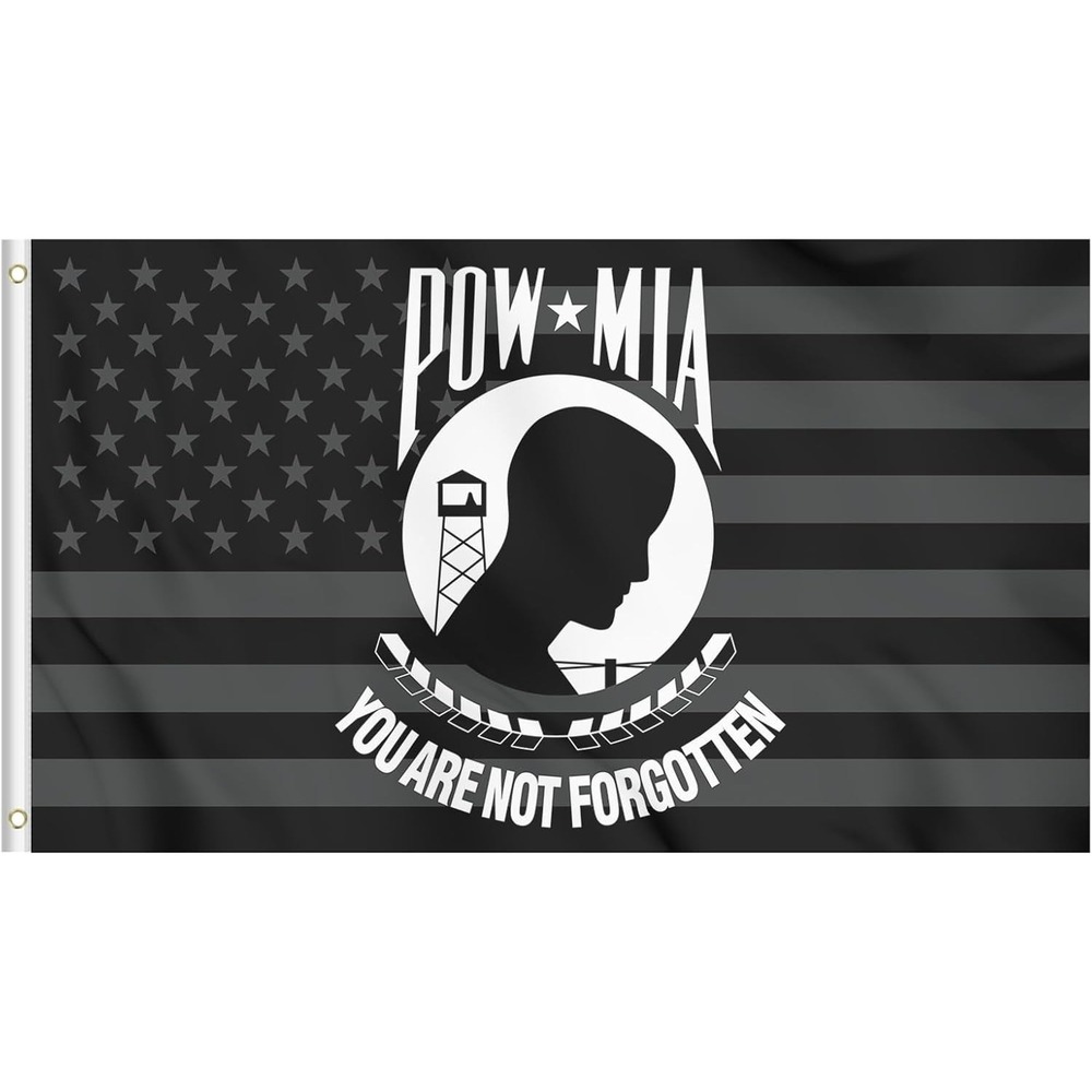 KENPMA Premium Black American POW MIA Flag 3x5 Double Sided Heavy Duty Polyester